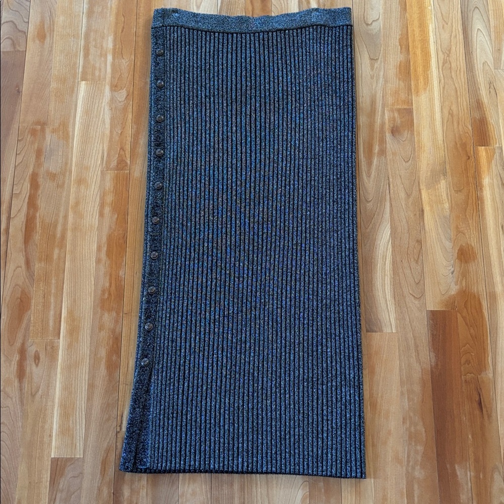 Tory Burch Striped Black and Silver Pencil Skirt